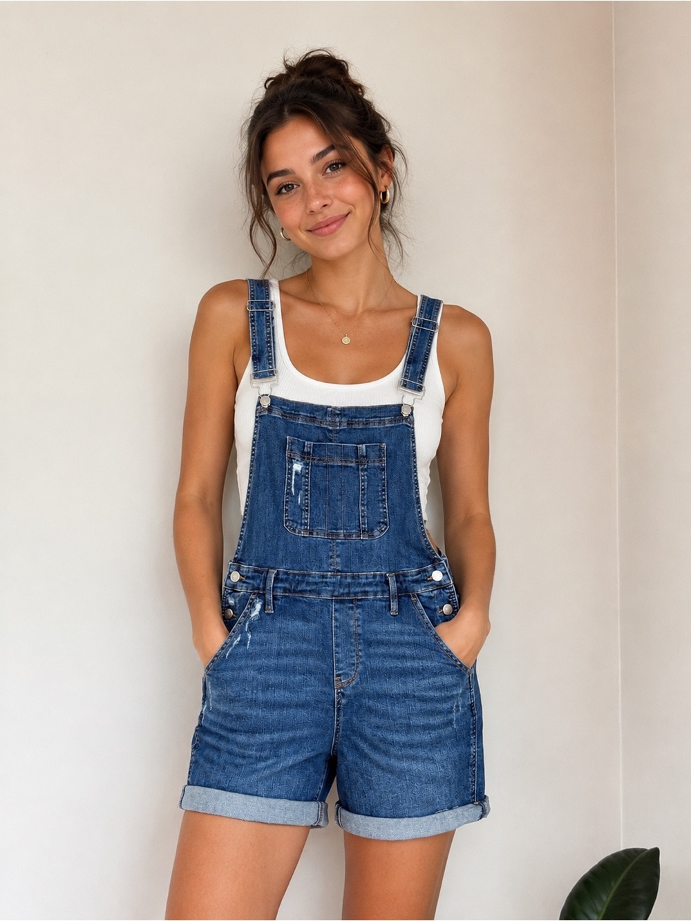 Judy Blue Denim Short Overalls - L